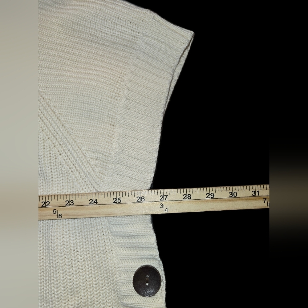 Coldwater Creek 1X Heavy Ribbed Cotton Poncho Cape Sweater Cream - Picture 9 of 9
